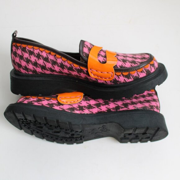 Irregular Choice Pink Black Houndstooth Old Dawg Loafer Flat Shoes EU 39 / US 8 - Picture 5 of 6